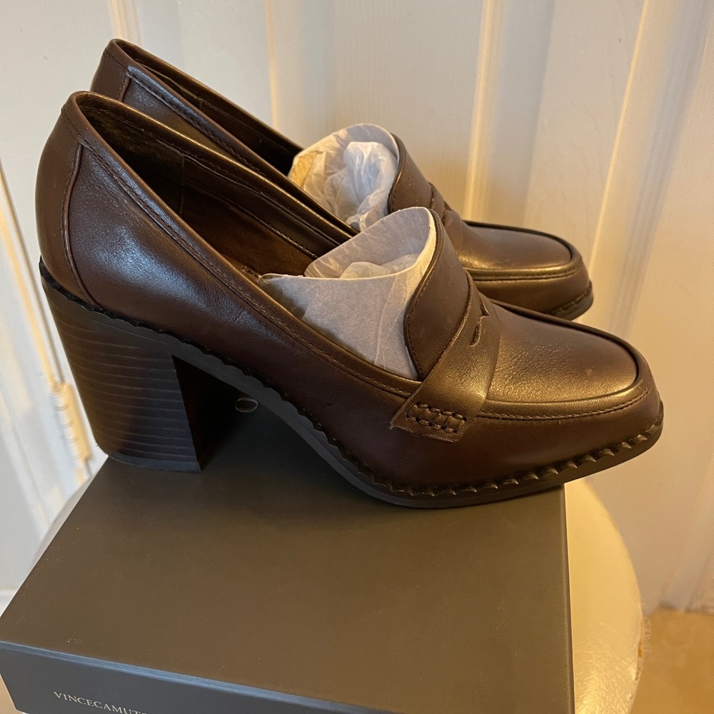 Vince Camuto - Leather block heeled Loafer Style